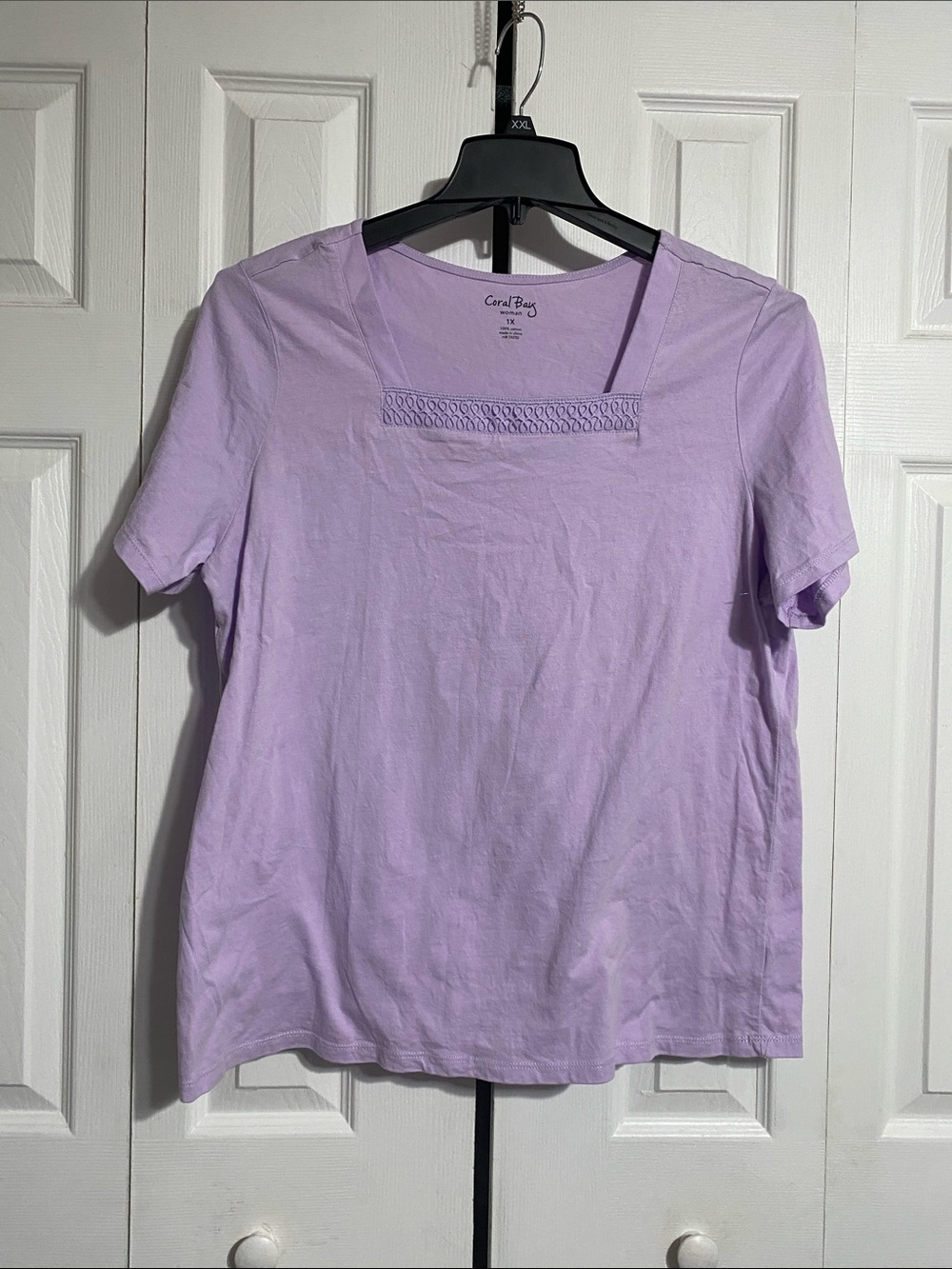 PRETTY Coral Bay lilac cotton knit lightweight tee shirt top size 1X